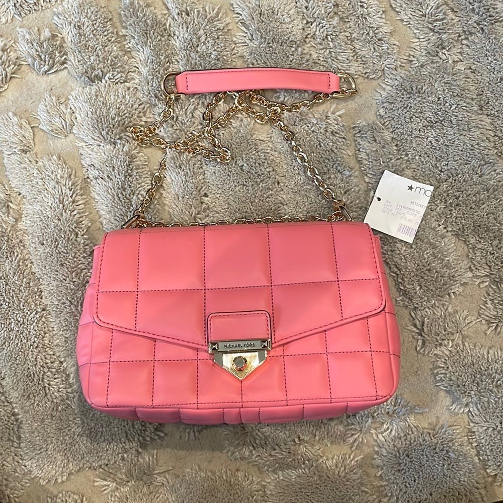 Michael Kors Soho Large Quilted Shoulder Handbag With Chain Strap